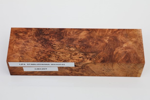 Lipa czeczot burl linden lime tree basswood stabilizowane drewno na rękojeść noża stabilized wood for knife