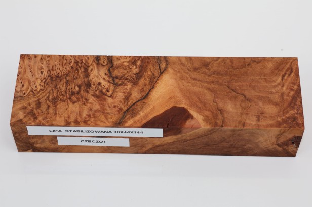 Lipa czeczot burl linden lime tree basswood stabilizowane drewno na rękojeść noża stabilized wood for knife