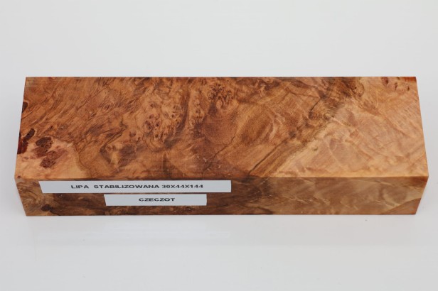 Lipa czeczot burl linden lime tree basswood stabilizowane drewno na rękojeść noża stabilized wood for knife
