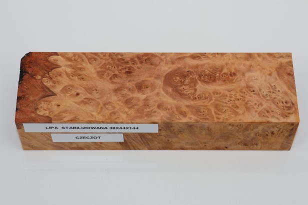 Lipa czeczot burl linden lime tree basswood stabilizowane drewno na rękojeść noża stabilized wood for knife