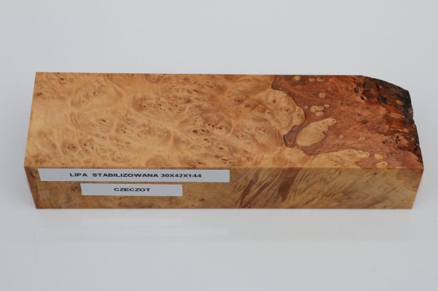 Lipa czeczot burl linden lime tree basswood stabilizowane drewno na rękojeść noża stabilized wood for knife
