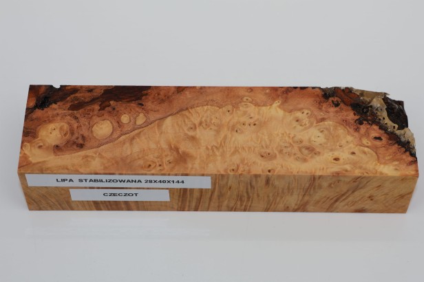 Lipa czeczot burl linden lime tree basswood stabilizowane drewno na rękojeść noża stabilized wood for knife