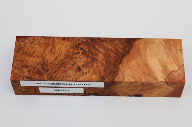 Lipa czeczot burl linden lime tree basswood stabilizowane drewno na rękojeść noża stabilized wood for knife