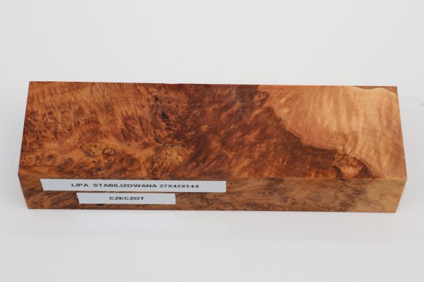 Lipa czeczot burl linden lime tree basswood stabilizowane drewno na rękojeść noża stabilized wood for knife