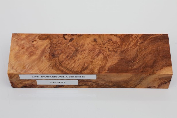 Lipa czeczot burl linden lime tree basswood stabilizowane drewno na rękojeść noża stabilized wood for knife