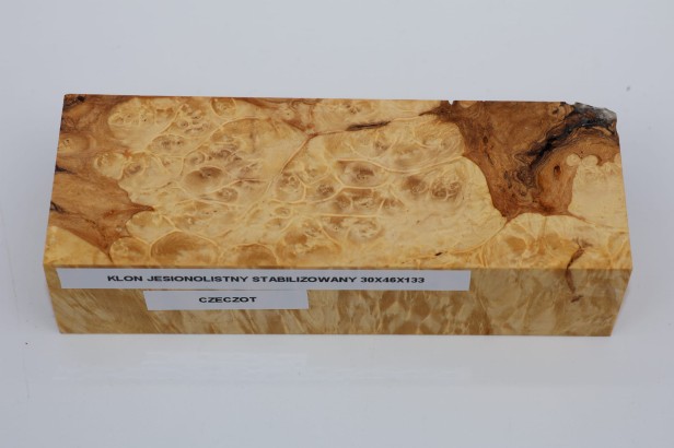 Klon jesionolistny czeczot stabilizowany drewno na biżuterię / rękojeść noża