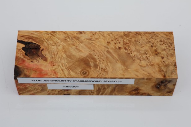 Klon jesionolistny czeczot stabilizowany drewno na biżuterię / rękojeść noża