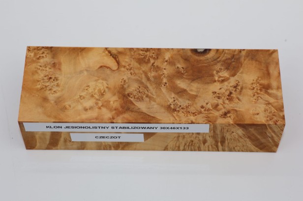 Klon jesionolistny czeczot stabilizowany drewno na biżuterię / rękojeść noża