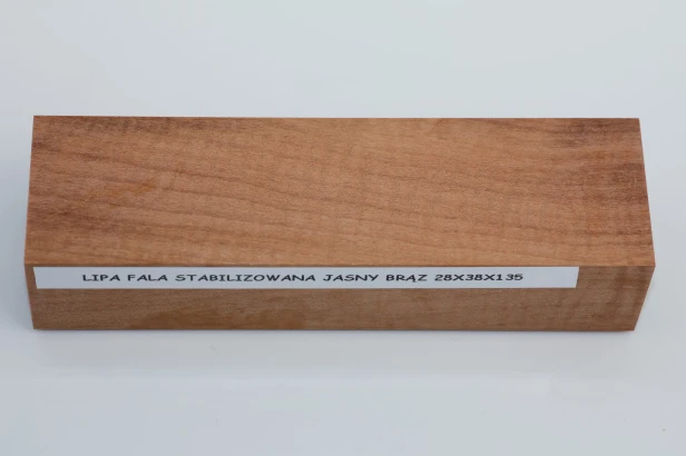 Lipa fala flame linden lime tree basswood brązowe stabilizowane drewno na rękojeść noża brown stabilized wood for knife