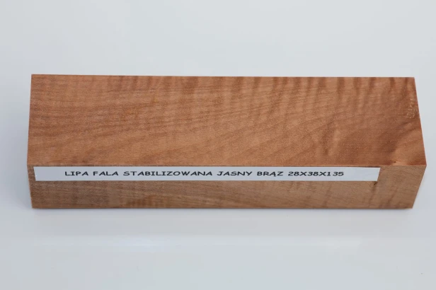 Lipa fala flame linden lime tree basswood brązowe stabilizowane drewno na rękojeść noża brown stabilized wood for knife
