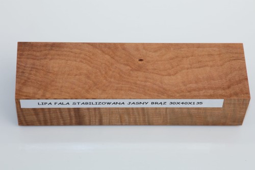 Lipa fala flame linden lime tree basswood brązowe stabilizowane drewno na rękojeść noża brown stabilized wood for knife