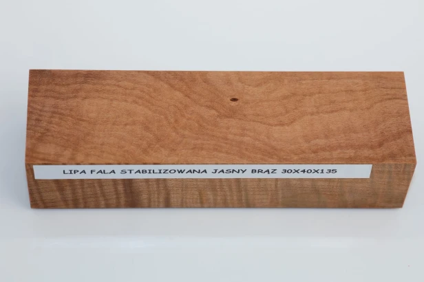 Lipa fala flame linden lime tree basswood brązowe stabilizowane drewno na rękojeść noża brown stabilized wood for knife