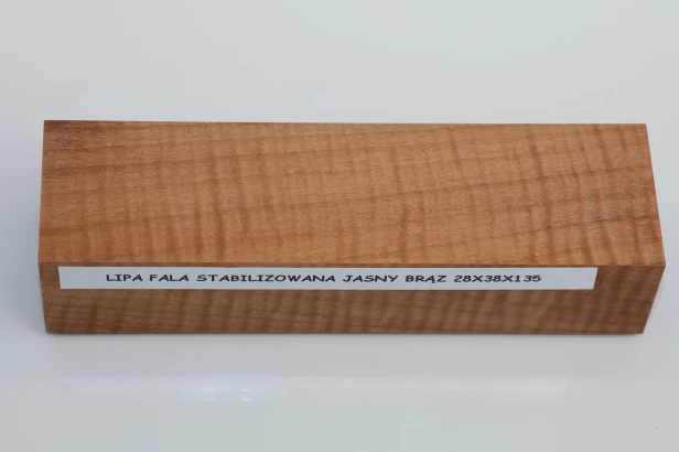 Lipa fala flame linden lime tree basswood brązowe stabilizowane drewno na rękojeść noża brown stabilized wood for knife