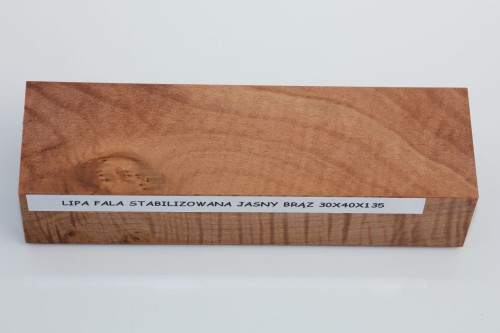 Lipa fala flame linden lime tree basswood brązowe stabilizowane drewno na rękojeść noża brown stabilized wood for knife
