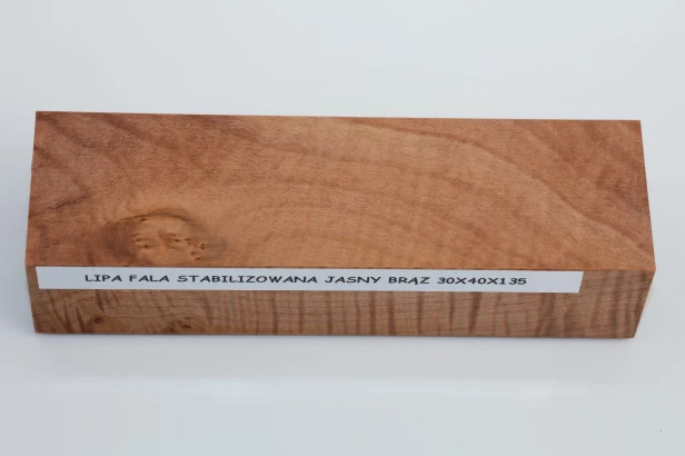 Lipa fala flame linden lime tree basswood brązowe stabilizowane drewno na rękojeść noża brown stabilized wood for knife