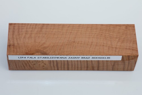 Lipa fala flame linden lime tree basswood brązowe stabilizowane drewno na rękojeść noża brown stabilized wood for knife