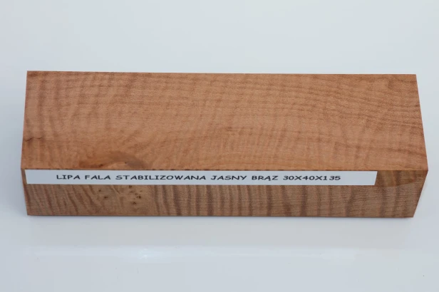 Lipa fala flame linden lime tree basswood brązowe stabilizowane drewno na rękojeść noża brown stabilized wood for knife