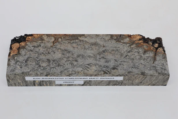 Klon jesionolistny czeczot grafit Ash-leaf Maple Burl Graphite stabilizowane drewno na biżuterię stabilized wood for jewelry