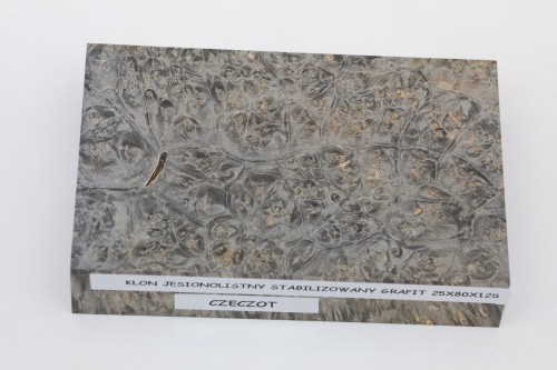 Klon jesionolistny czeczot grafit Ash-leaf Maple Burl Graphite stabilizowane drewno na biżuterię stabilized wood for jewelry