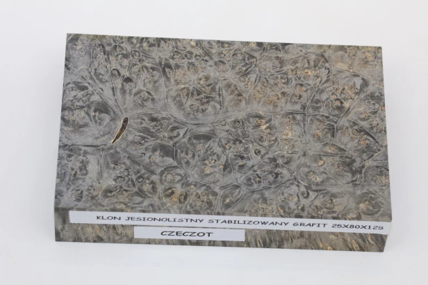 Klon jesionolistny czeczot grafit Ash-leaf Maple Burl Graphite stabilizowane drewno na biżuterię stabilized wood for jewelry