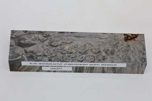 Klon jesionolistny czeczot grafit Ash-leaf Maple Burl Graphite stabilizowane drewno na biżuterię stabilized wood for jewelry