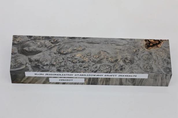 Klon jesionolistny czeczot grafit Ash-leaf Maple Burl Graphite stabilizowane drewno na biżuterię stabilized wood for jewelry