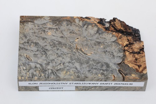 Klon jesionolistny czeczot grafit Ash-leaf Maple Burl Graphite stabilizowane drewno na biżuterię stabilized wood for jewelry