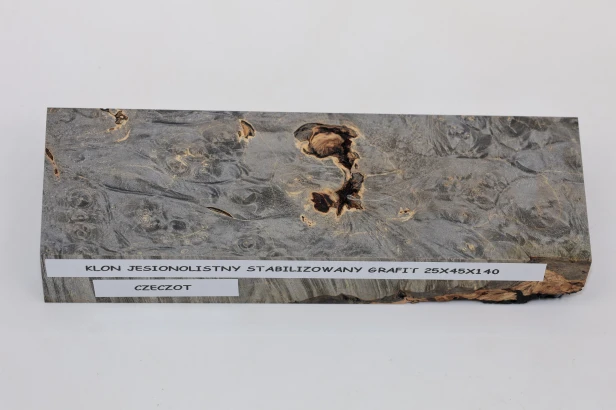 Klon jesionolistny czeczot grafit Ash-leaf Maple Burl Graphite stabilizowane drewno na biżuterię stabilized wood for jewelry