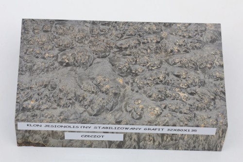 Klon jesionolistny czeczot grafit Ash-leaf Maple Burl Graphite stabilizowane drewno na rękojeść noża stabilized wood for knife