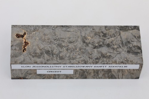 Klon jesionolistny czeczot grafit Ash-leaf Maple Burl Graphite stabilizowane drewno na rękojeść noża stabilized wood for knife