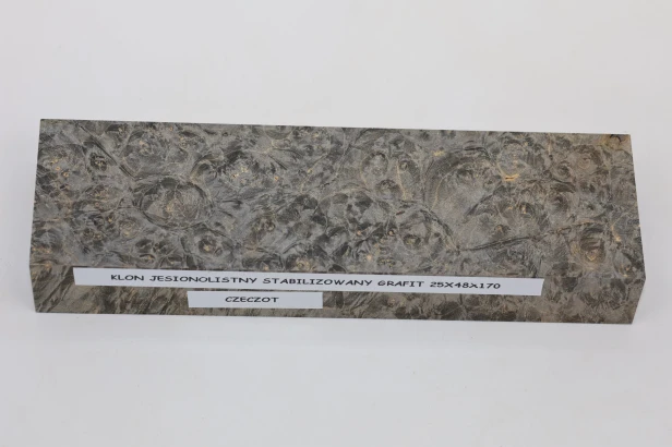 Klon jesionolistny czeczot grafit Ash-leaf Maple Burl Graphite stabilizowane drewno na biżuterię stabilized wood for jewelry