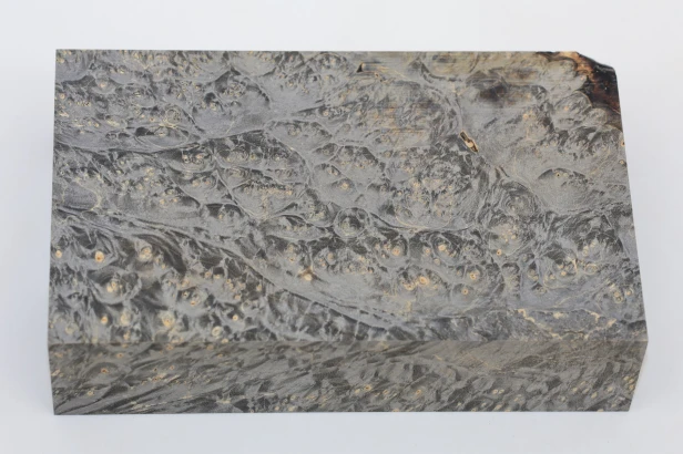 Klon jesionolistny czeczot grafit Ash-leaf Maple Burl Graphite stabilizowane drewno na rękojeść noża stabilized wood for knife