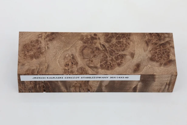 Orzech Kaukaski czeczot Caucasian Walnut Burl stabilizowane drewno na rękojeść noża stabilized wood for knife