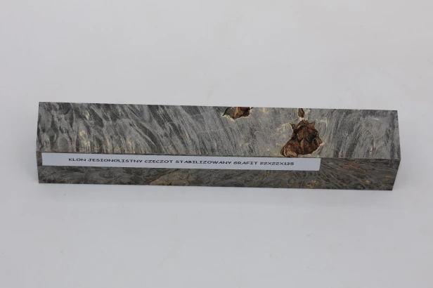 Klon jesionolistny czeczot grafit Ash-leaf Maple Burl Graphite stabilizowane drewno na długopis stabilized wood for pen blank
