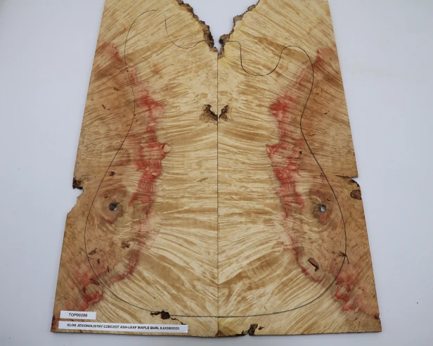 Klon jesionolistny czeczot Ash-leaf Maple Burl drewniany top na gitarę guitar top