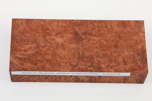 Sekwoja czeczot Sequoia Redwood Burl stabilizowane drewno na rękojeść noża stabilized wood for knife