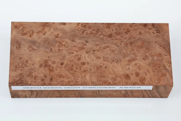 Sekwoja czeczot Sequoia Redwood Burl stabilizowane drewno na rękojeść noża stabilized wood for knife