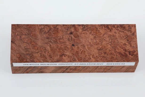 Sekwoja czeczot Sequoia Redwood Burl stabilizowane drewno na rękojeść noża stabilized wood for knife