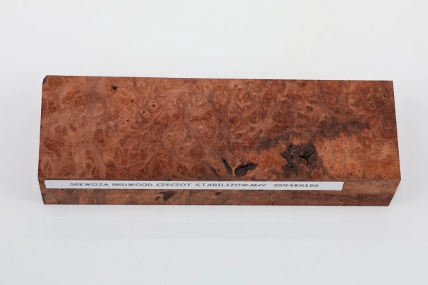 Sekwoja czeczot Sequoia Redwood Burl stabilizowane drewno na rękojeść noża stabilized wood for knife