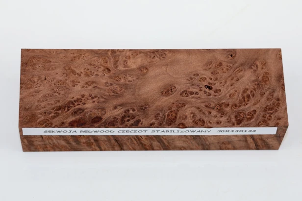 Sekwoja czeczot Sequoia Redwood Burl stabilizowane drewno na rękojeść noża stabilized wood for knife