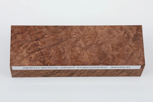 Sekwoja czeczot Sequoia Redwood Burl stabilizowane drewno na rękojeść noża stabilized wood for knife
