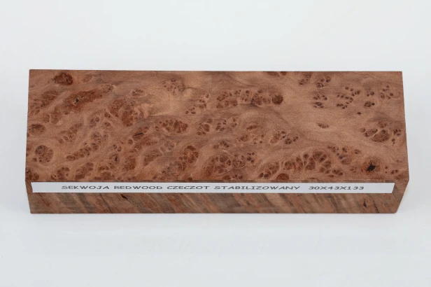 Sekwoja czeczot Sequoia Redwood Burl stabilizowane drewno na rękojeść noża stabilized wood for knife