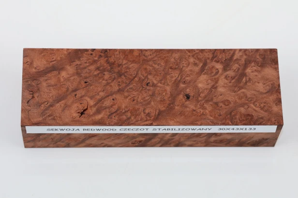Sekwoja czeczot Sequoia Redwood Burl stabilizowane drewno na rękojeść noża stabilized wood for knife