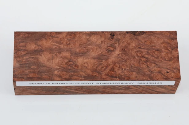 Sekwoja czeczot Sequoia Redwood Burl stabilizowane drewno na rękojeść noża stabilized wood for knife