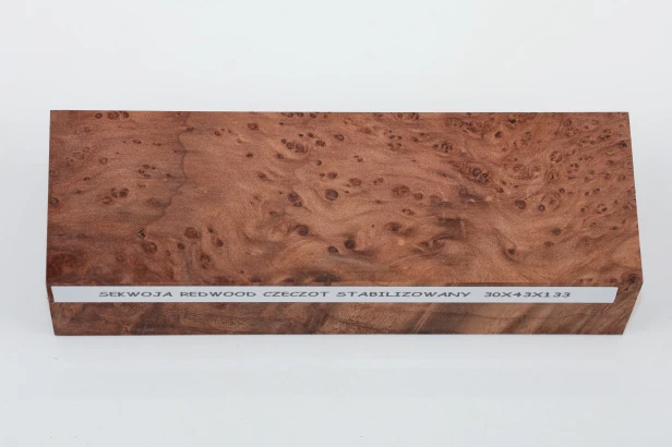 Sekwoja czeczot Sequoia Redwood Burl stabilizowane drewno na rękojeść noża stabilized wood for knife