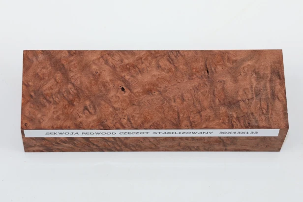 Sekwoja czeczot Sequoia Redwood Burl stabilizowane drewno na rękojeść noża stabilized wood for knife