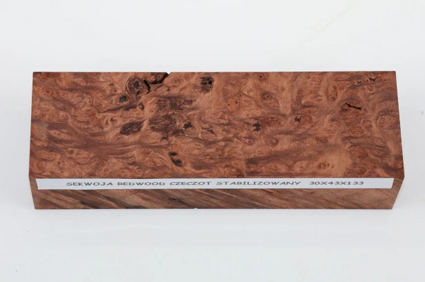 Sekwoja czeczot Sequoia Redwood Burl stabilizowane drewno na rękojeść noża stabilized wood for knife