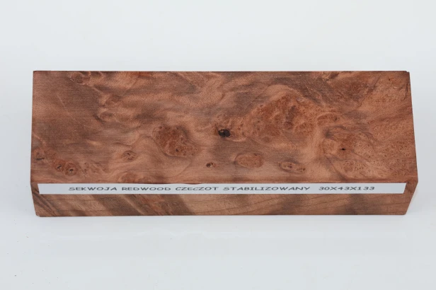 Sekwoja czeczot Sequoia Redwood Burl stabilizowane drewno na rękojeść noża stabilized wood for knife