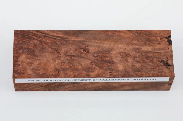 Sekwoja czeczot Sequoia Redwood Burl stabilizowane drewno na rękojeść noża stabilized wood for knife