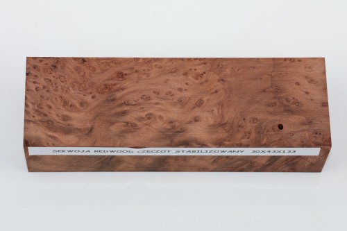 Sekwoja czeczot Sequoia Redwood Burl stabilizowane drewno na rękojeść noża stabilized wood for knife